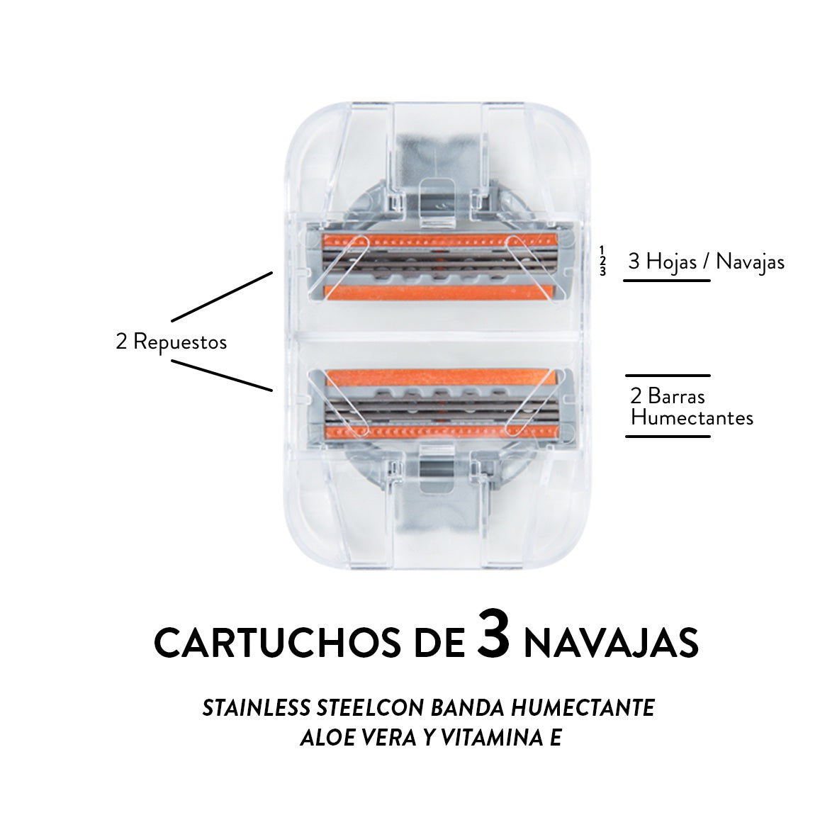 Cartuchos para Afeitar 3 Navajas / Hojas